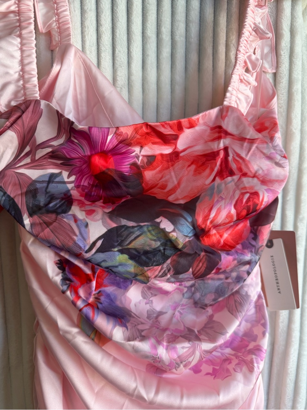 BHLDN Pink Floral Ruched Midi Dress - Picture 8 of 8